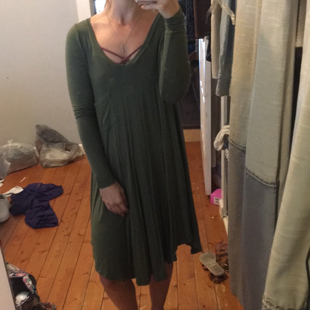 Olive asymmetrical dress